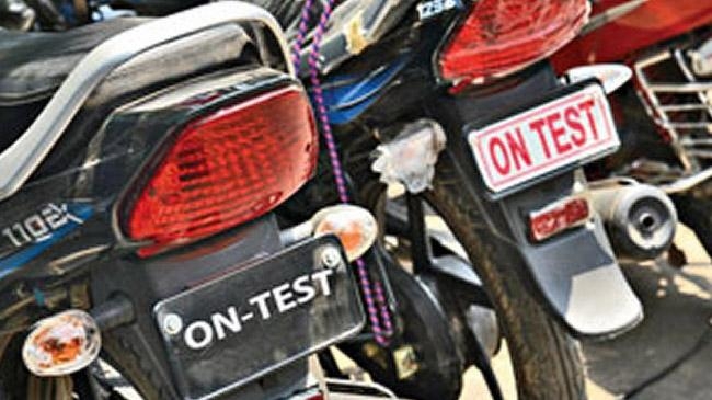 one test motorcycle