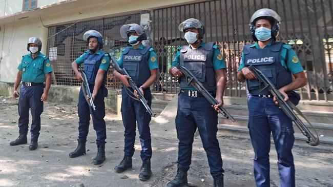 police in cautious moment