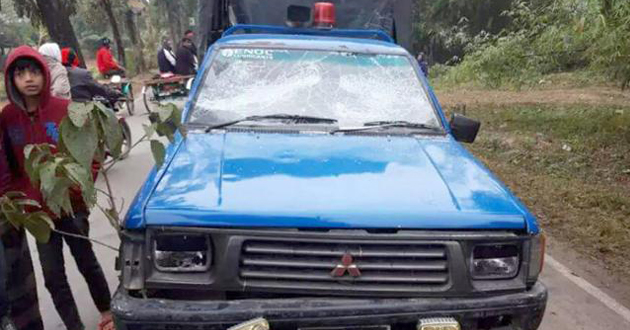 police van attacked
