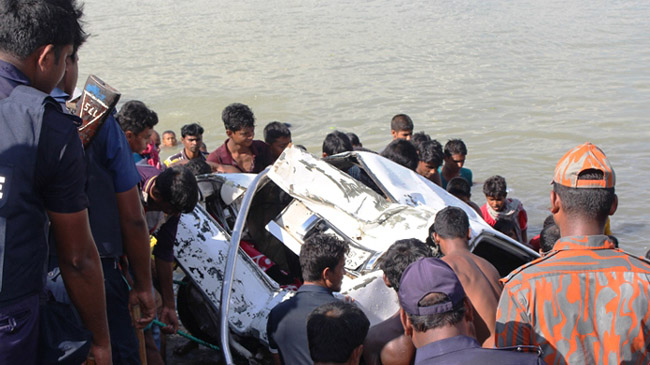 private car in the river