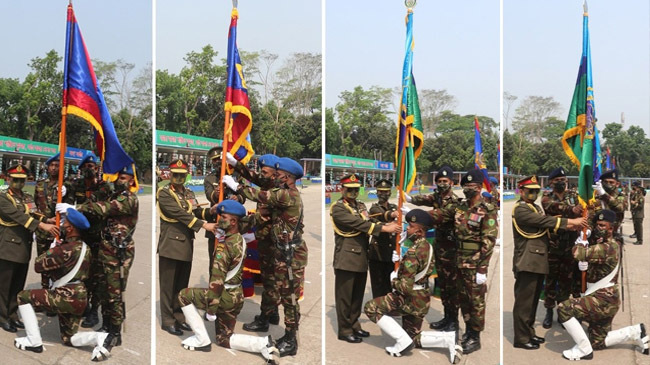 providing regimental colors to 4 units of army