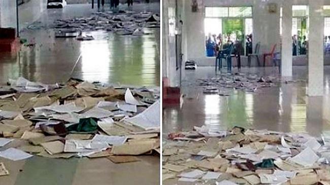 quran destroyed in mosque