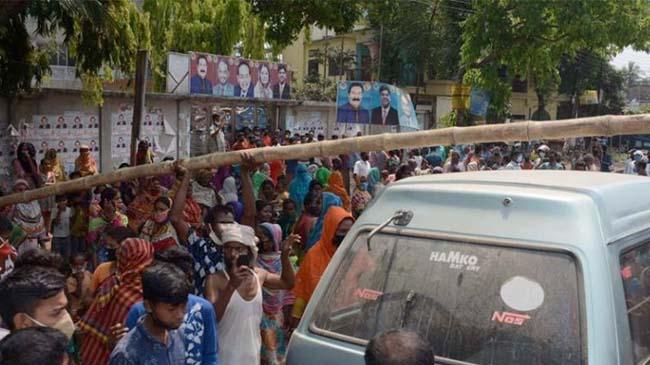 rangpur road block for flood1