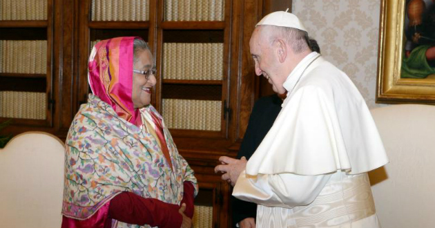 sheik hasina with Pope Francis