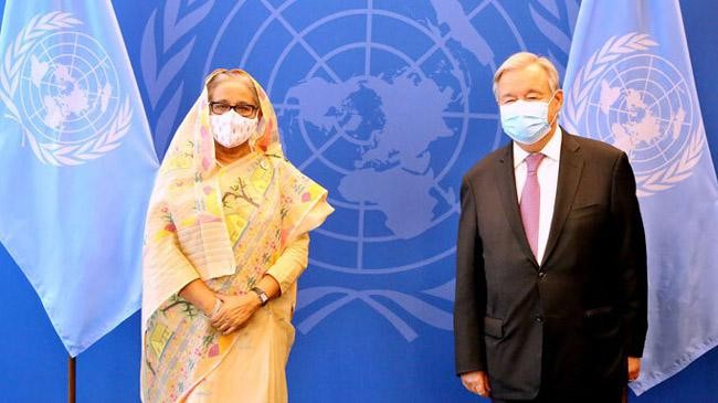 sheikh hasina and guteres