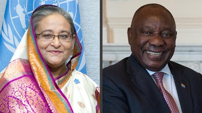 sheikh hasina and matamela cyril ramaphosa