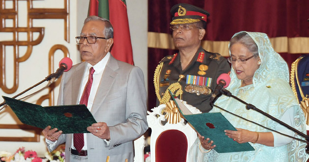 sheikh hasina take oath