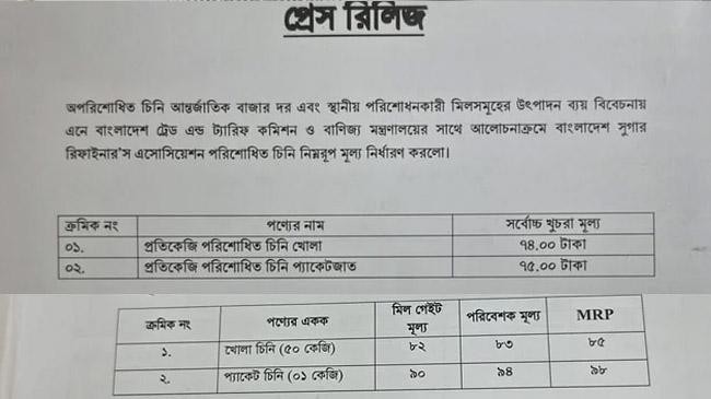 sugar price refixed