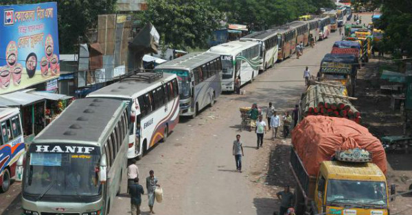 traffic block at paturia doulotdiya