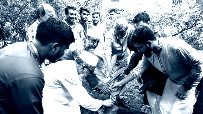 tree plantation program held at government madrasa e alia under the initiative of biplobi chhatra parishad