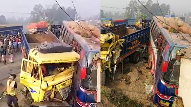 truck struck bus tangail