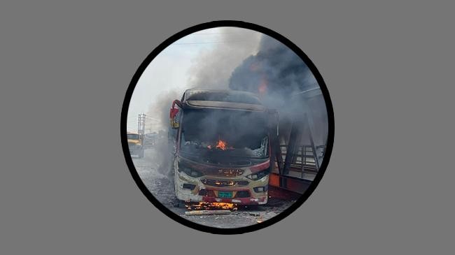 workers protest again in gazipur two buses on fire