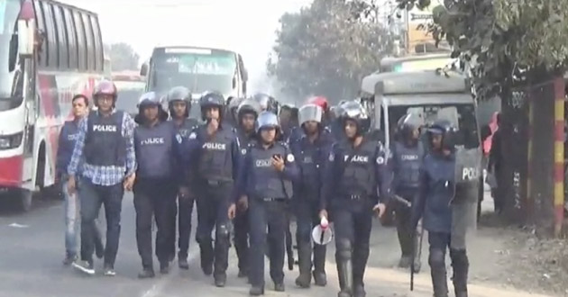 workers protests in savar police