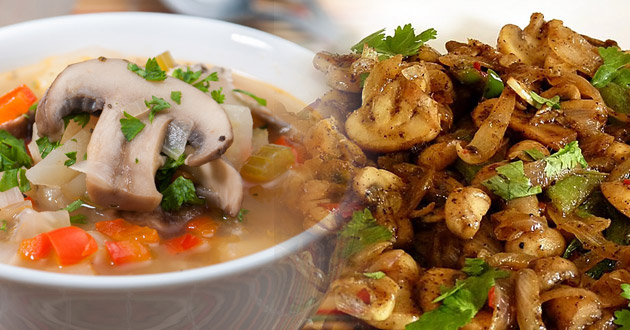 mushroom soup and fry