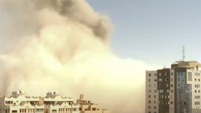 aljazeera office gaza demolished israel inner