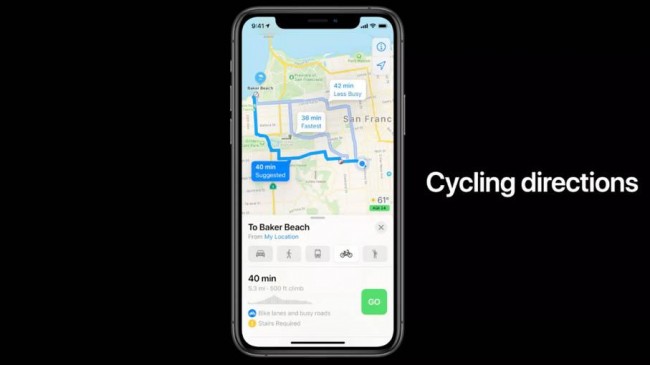 cycling in apple map for ios 14