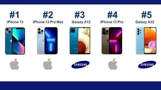top 5 best selling phones year 2022 1st 3 months