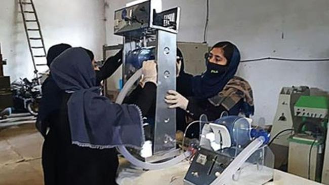 afgan girls making ventilators