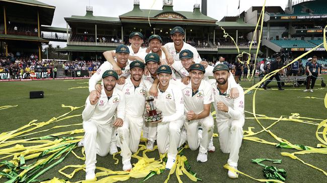 australia celebrate with the trans tasman trophy