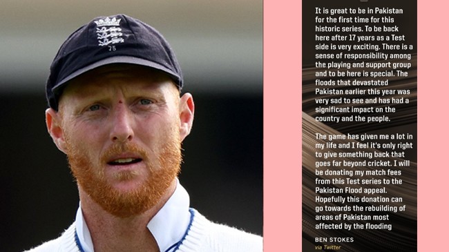 ben stokes in pakistan and his tweet