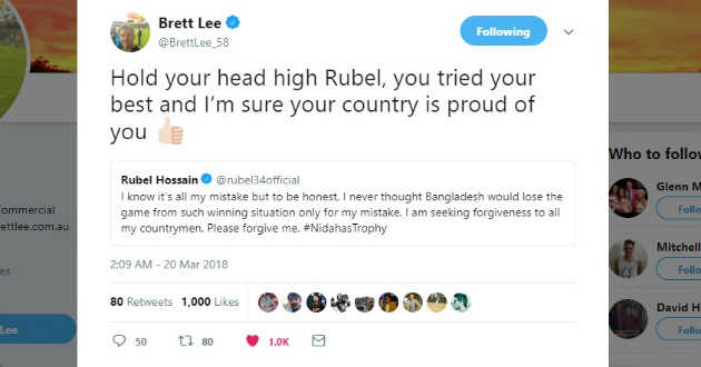 brett lee retwitted rubel