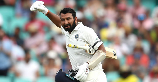 cheteshwar pujara celebrates his hundred