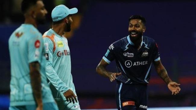 hardik pandya shares a moment with with krunal pandya gujarat titans vs lucknow super giants ipl 2022