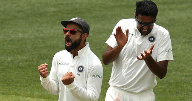 kohli and ashwin are elated after khawajas dismissal