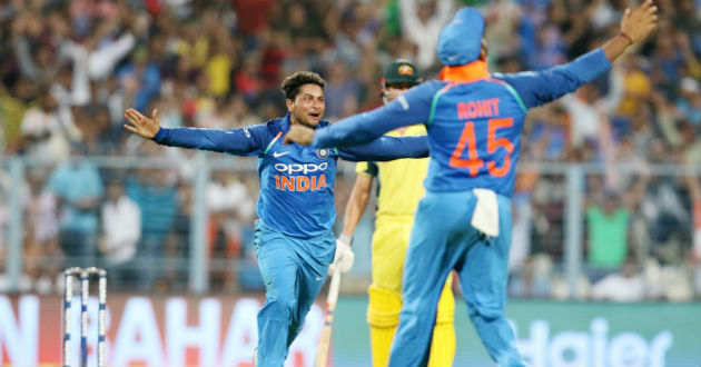 kuldeep yadav hat trick vs australia