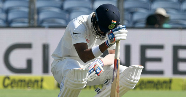 lokesh rahul after being dismissed on pune test