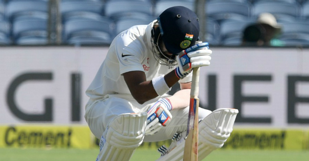 lokesh rahul after being dismissed on pune test