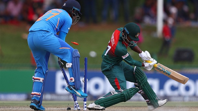 mahmudul hasan joy plays on to his stumps