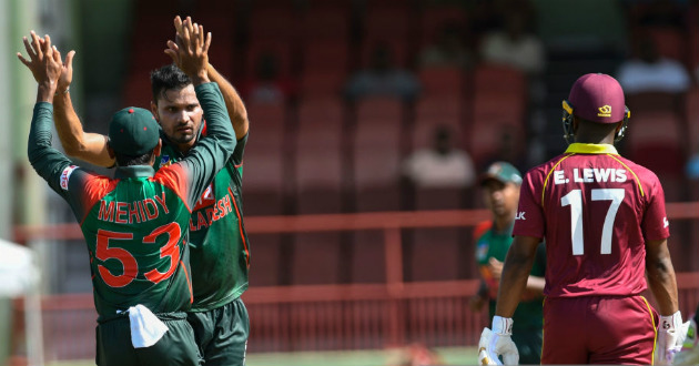 mashrafe takes the wicket of evin lwis