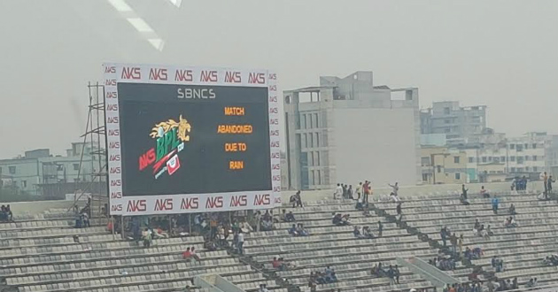 match abandoned due to rain in mirpur