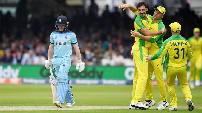 mitchell starc celebrates with teammates