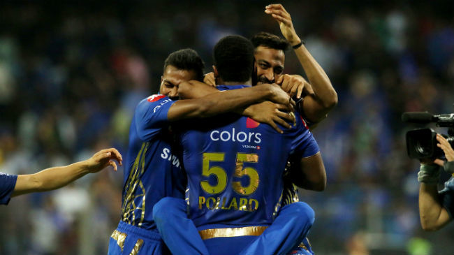 mumbai inidians celebrate a thriller win