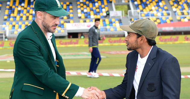 mushfiq talking to faf after toss