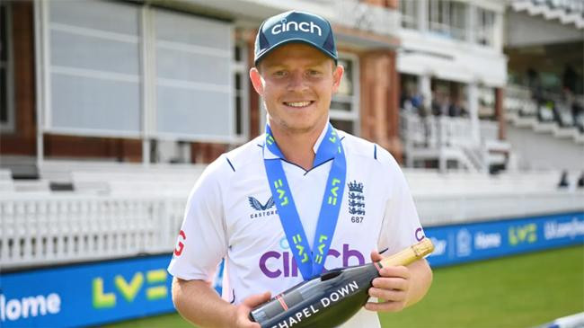 ollie pope won the match award for his double century against ireland