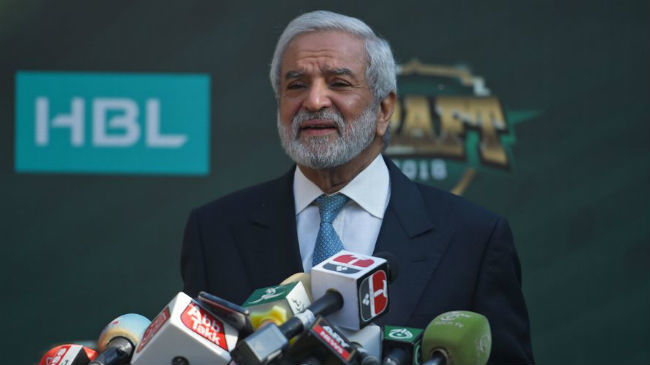 pcb chairman ehsan mani speaks at the psl 2019 draft