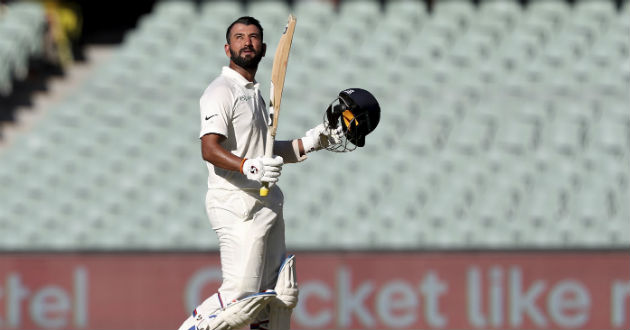 pujara celebrates his century 1