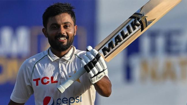 saud shakeel celebrates his double hundred