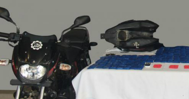 seized motor cycle and drugs