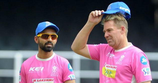 shane warne with rajasthan royals captain ajinkya rahane