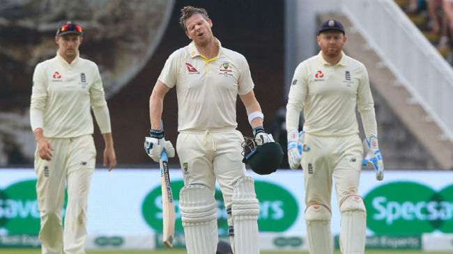 smith reacts after being struck on the helmet by a stokes delivery