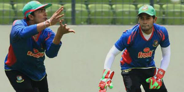 soumya sarkar and mushfiqur rahim during practice for national team