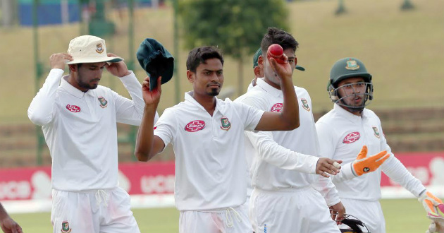 taijul showing the ball that gave him six wickets against zimbabwe