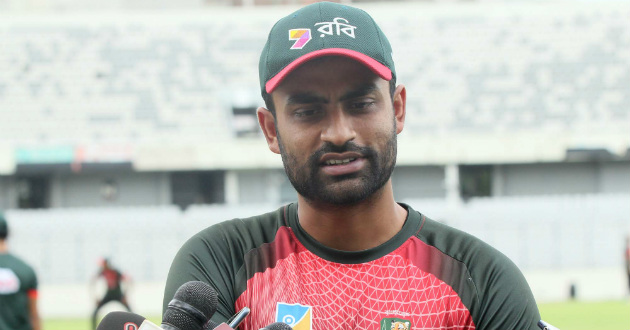 tamim talking to media at mirpur during practice