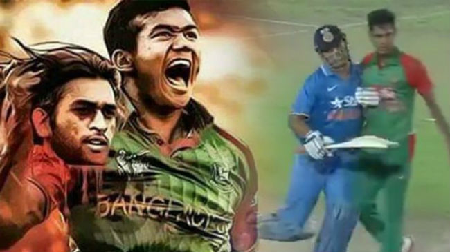 taskin carrying dhonis head goes viral stirs controversy