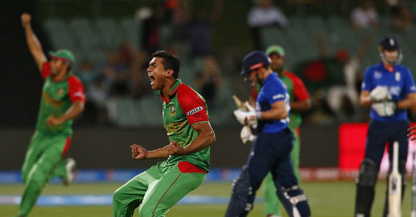 taskin roaring after taking an english wicket