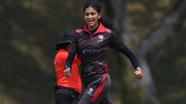 uaes mahika gaur celebrating a wicket